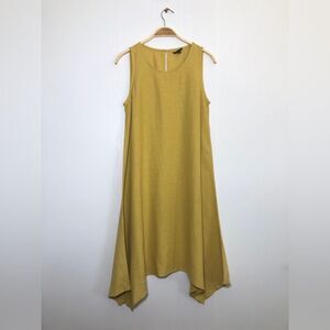 For Cynthia Dress Womens Medium Yellow Butter Linen Blend Sleeveless Lagenlook
